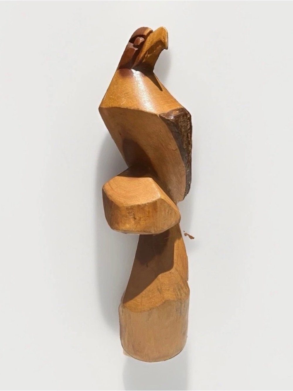 Hand-Carved Wooden Eagle Sculpture - Natural Wood